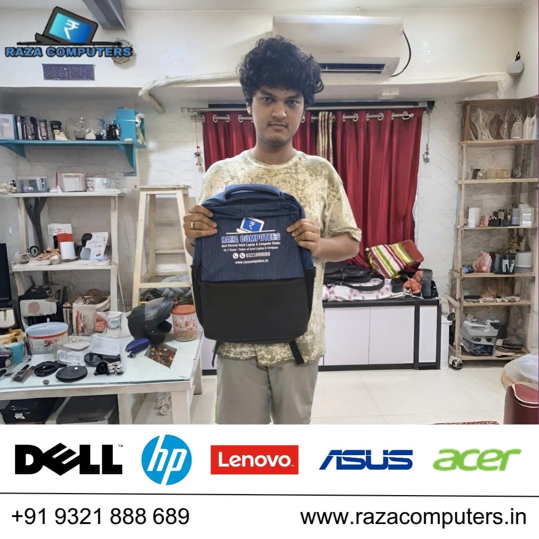 Happy customer with new laptop